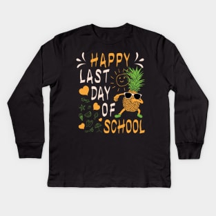 Happy Last Day Of School Pineapple Dabbing Kids Long Sleeve T-Shirt